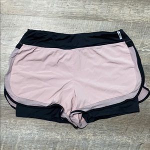 🔥RBX Sport GYM Double Shorts Athletic Black Pink